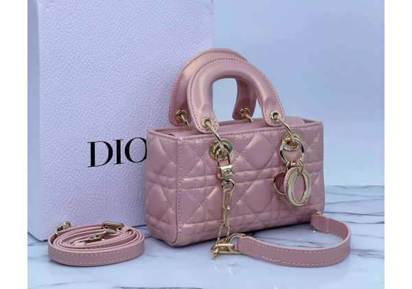 Сумка Christian Dior Lady Mini Cannage розовая