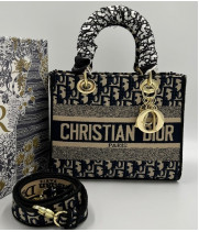 Сумка Christian Dior Lady черная с желтым