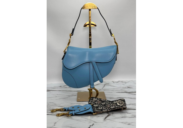 Сумка Christian Dior Saddle голубая 