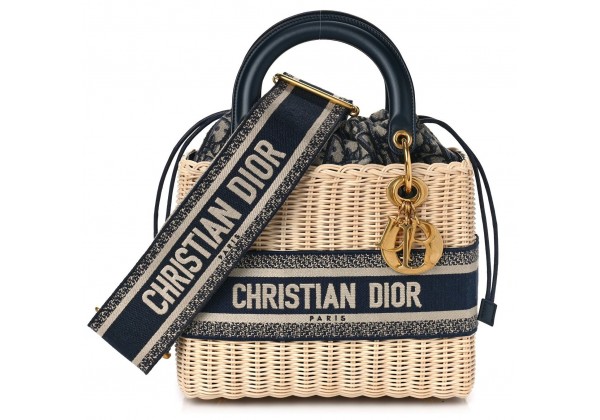 Сумка Christian Dior Wicker Oblique Medium Lady Dior Blue