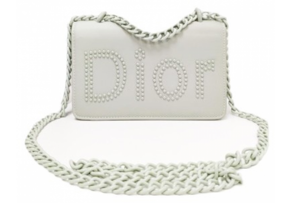 Сумка Christian Dior на цепочке светло-серая