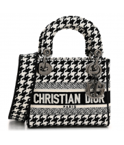 Сумка Christian Dior Lady черная с белым и серебристым