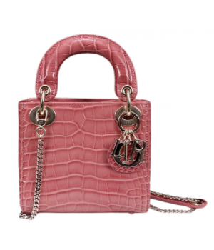 Сумка Christian Dior Lady лаковая розовая