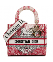 Сумка Dior Lady d-lite краcно-белая