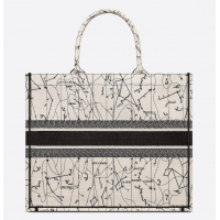 Женская сумка Christian Dior Book Tote Oblique черно-белая