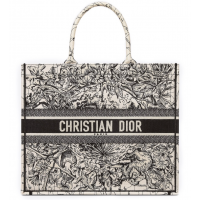 Женская сумка Christian Dior Book Tote Oblique черно-белая