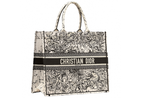 Женская сумка Christian Dior Book Tote Oblique черно-белая