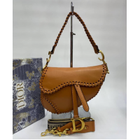 Сумка Christian Dior Saddle Braided Brown с ремнем