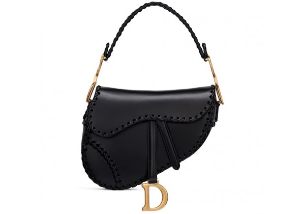 Сумка Christian Dior Saddle Braided Black с ремнем