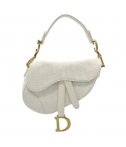 Сумка Christian Dior Saddle Canvas White с ремнем