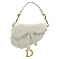 Сумка Christian Dior Saddle Canvas White с ремнем