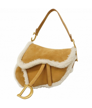 Сумка Christian Dior Saddle с мехом коричневая