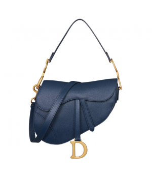 Сумка Christian Dior Saddle синяя с черным ремнем