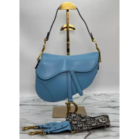 Сумка Christian Dior Saddle Blue с ремнем