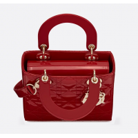 Сумка Christian Dior Lady Patent Cannage Red