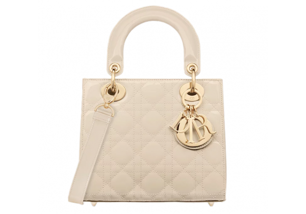 Сумка Christian Dior Lady Patent Cannage Dusty Ivory