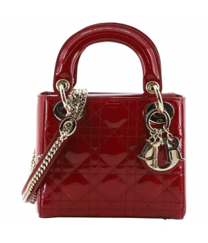 Сумка Christian Dior Lady Patent Cannage Cherry Red