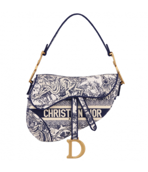 Сумка Christian Dior Saddle белая с синим