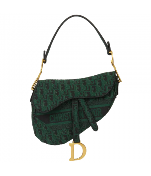 Сумка Christian Dior (Диор) Saddle текстильная зеленая