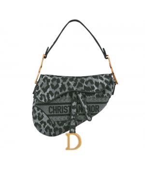 Сумка Christian Dior Saddle леопардовая серая