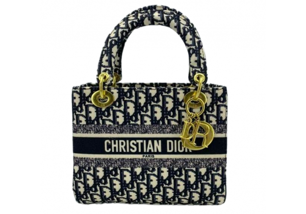 Сумка Christian Dior Lady текстильная сине-белая 