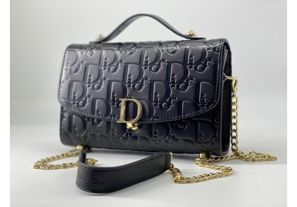 Женская сумка Christian Dior Bobby с логотипом черная 