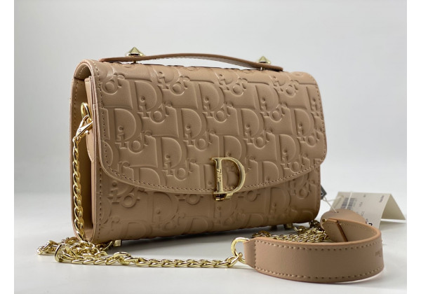 Christian Dior сумка женская Bobby бежевая с золотым