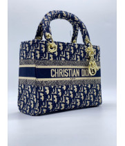 Сумка Christian Dior Lady текстильная сине-белая 
