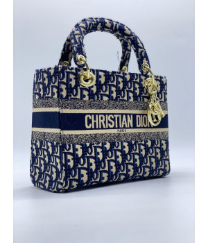 Сумка Christian Dior Lady текстильная сине-белая 