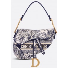 Сумка Christian Dior Saddle белая с синим