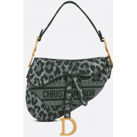 Сумка Christian Dior Saddle леопардовая серая