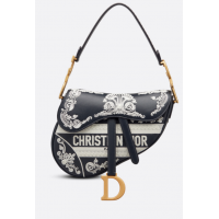 Сумка Christian Dior Saddle с принтом черная