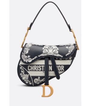 Сумка Christian Dior Saddle с принтом черная