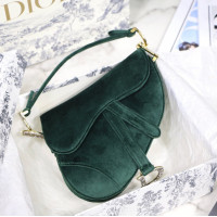 Сумка Christian Dior (Диор) Saddle текстильная зеленая