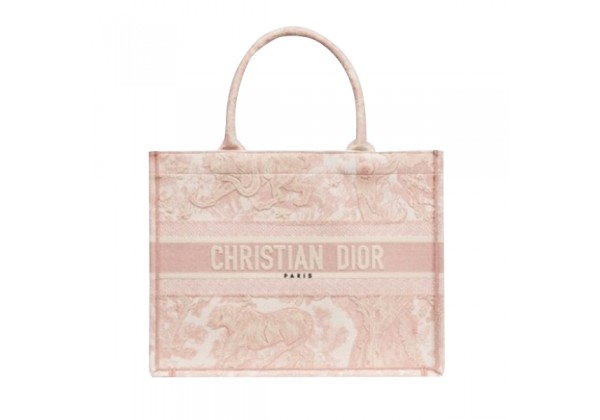 Сумка Dior Book Tote розовая с вышивкой