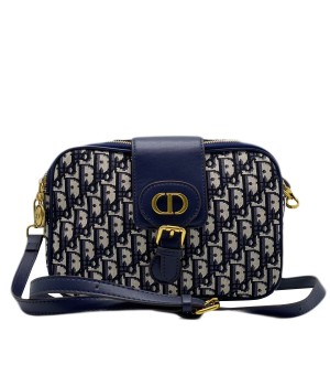 Женская сумка Christian Dior Bobby тканевая синяя 