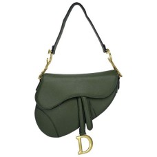 Christian Dior сумка женская Saddle зеленая с черным ремнем