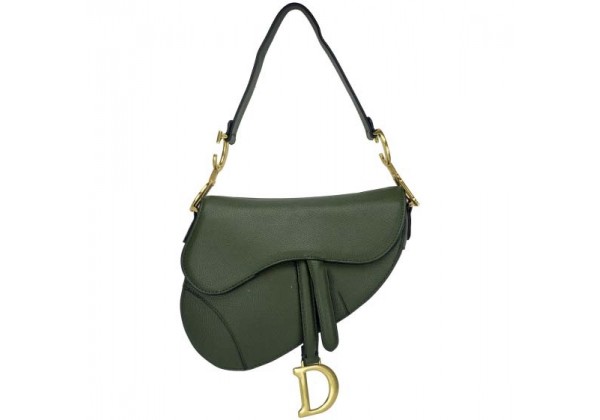 Christian Dior сумка женская Saddle зеленая с черным ремнем